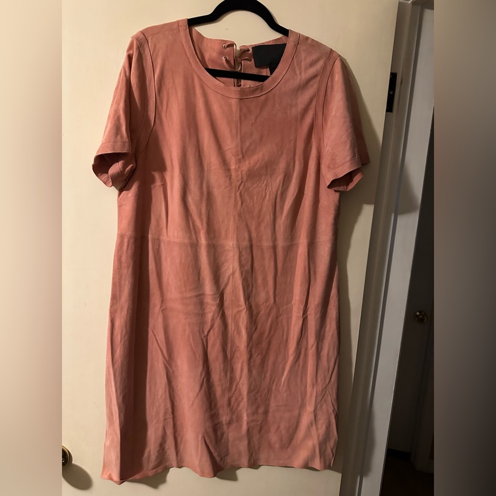 J. Crew Blush Lace-Up Suede Dress